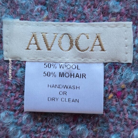 NWOT Wool & Mohair Curly Scarf Avoca Purple Turquoise - Picture 2 of 14